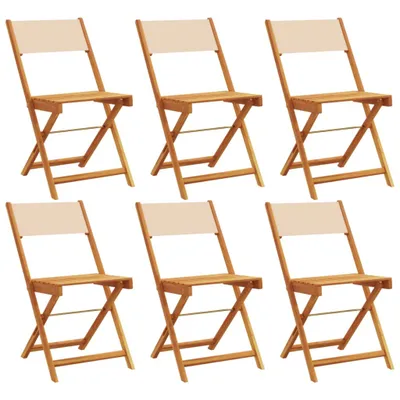 Produktbild von Gartenstühle 6 Stk. Klappbar Beige Stoff und Massivholz