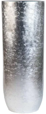 Produktbild von VIVANNO Pflanzkübel Fiberglas SOLERIO Rund, Blattsilber Blattoptik hochglanz - 33x80 cm