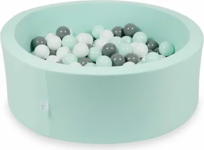 Image de Piscine à balles 90x30cm menthe - Avec 200 balles / blanc, gris, menthe claire