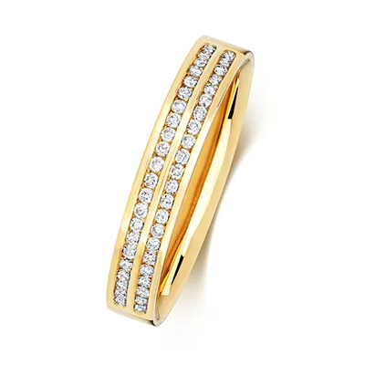 Produktbild von 18 Karat (750) Gold 54mm Flach Court Form Diamant Trauring/Ehering/Hochzeitsring Brillant-Schliff 0.22 Karat HI - SI, 55 (17.5); TRS3827318KYRSO