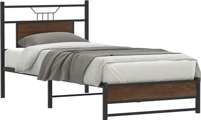 Produktbild von vidaXL Bettgestell ohne Matratze Braun Eiche 90x200 cm Holzwerkstoff