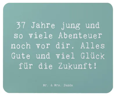 Produktbild von Mr. & Mrs. Panda Mouse Pad Spruch 37. Geburtstag Abenteuer - Meeresbrise - Geschenk, Liebe, Happy Birthday, Glücksmomente, Zukunft, laptop mousepad, Lächeln, Freude