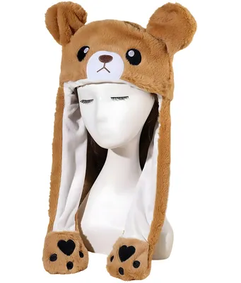 Immagine prodotto di Cappello di peluche con orecchie mobili - Orso marrone