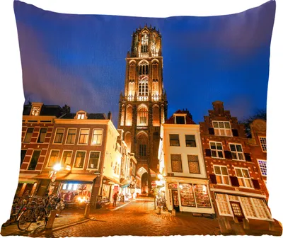 Produktbild von MuchoWow® Zierkissen Sofakissen Wohnzimmer Dekokissen 50x50 cm Nacht - Domturm - Utrecht - Komfort - Sofakissen