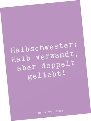 Produktbild von Mr. & Mrs. Panda Postkarte Spruch Liebe Halbschwester - Lavendeltraum - Geschenk, Ansichtskarten, Postkarten, Familie, Weihnachten, Verwandte, Geburtstage, Abenteuer