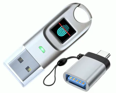 FIDO2 USB-Sicherheitsschlüssel mit Fingerabdruck, silber