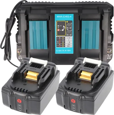 Produktbild von Powerset bestehend aus 2x BL18500 Akku und 2fach Schnellladegerät für Makita 14.4V, 18V