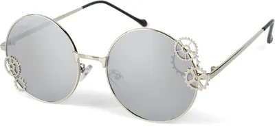 Produktbild von styleBREAKER Damen Sonnenbrille mit Zahnrad Applikation an den runden Gläsern, Metall Gestell, Retro Look 09020127