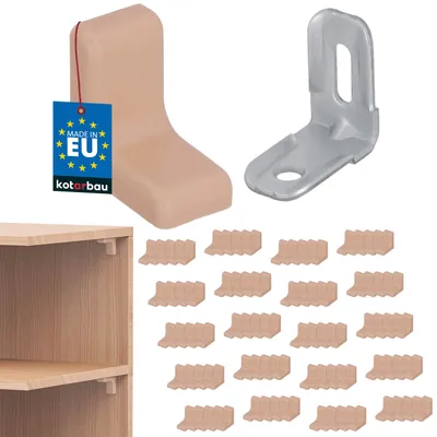 Zdjęcie produktu dla KOTARBAU® Zestaw 100 metalowych wsporników pólek z plastikowym panelem do mebli bukowych)