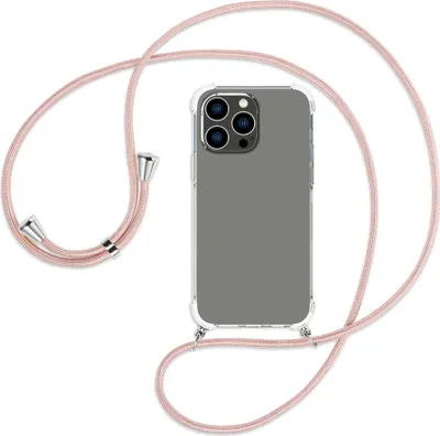 Produktbild von Handykette Backcover-Schutzhülle mit Band (Metall silberfarben) für Apple iPhone 14 Pro Max (6.7'') - roségold