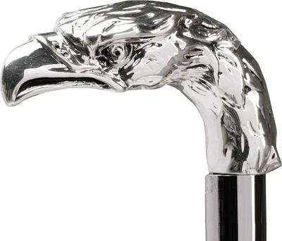 Produktbild von Eleganter Gehstock mit Griff Adler mit Silber bezieht - Spazierstock zur Hochzeit oder Feier - H. 93 cm
