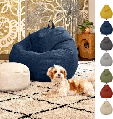 Produktbild von Green Bean® Indoor XXL Sitzsack "Home Linen" mit 300 Liter EPS Perlen Füllung kuschelig, weich, waschbar - Dunkelblau Navy