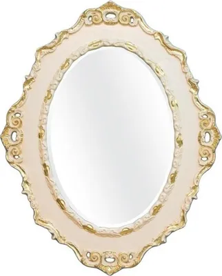 Produktbild von Casa Padrino Luxus Barock Wandspiegel Creme / Gold 84 x 4 x H. 104 cm - Ovaler Antik Stil Spiegel - Edel & Prunkvoll