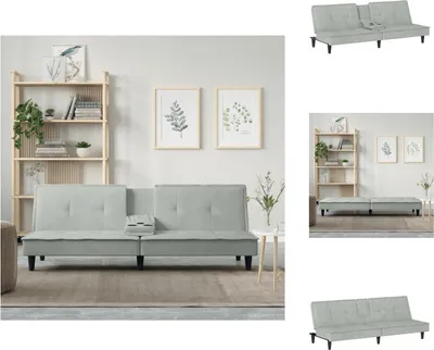Produktbild von vidaXL Schlafsofa mit Getränkehaltern Hellgrau Samt -  Sofas