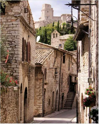 Produktbild von Wallario Poster - Italienische Gasse, Kunstdruck Größe: 40 x 50 cm