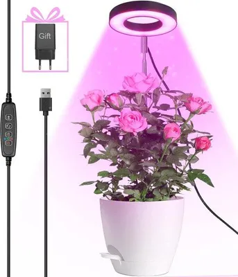 Produktbild von 180-Gradige Roterende LED-Plantenlampe, Hohe Lichtintensität, 3 Lichtstanden, 10 Helderheidsniveaus, USB-Anschluss