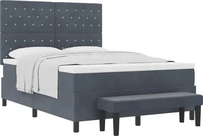 Immagine prodotto di Letto boxspring vidaXL con testiera, grigio scuro, 200 x 160 cm, velluto