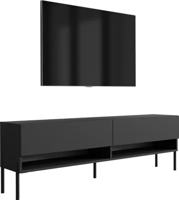 Produktbild von TV-Lowboard 170 cm Mattschwarz, gerade schwarze Beine, 170 × 32 × 52 cm