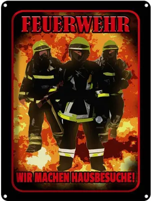 Produktbild von vianmo Blechschild 40x30 cm Feuerwehr wir machen Hausbesuche Spruch Zitat