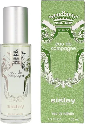 A bottle of Sisley Eau de Campagne Eau de Toilette and its packaging are displayed side-by-side against a white background.