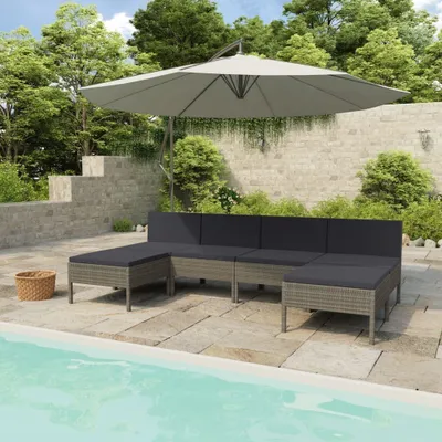 Produktbild von The Living Store 6-tlg. Garten-Lounge-Set mit Auflagen Poly Rattan Grau