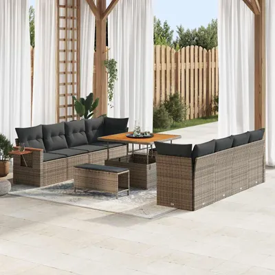 Produktbild von Garten-Sofa-Set mit Kissen - 11 pcs - Terrassen-Sofa - Grau - Gartensofas CC19710