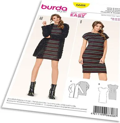Obrázek produktu pro Střih Burda 6608 - Tričkové šaty, jednoduchý kabátek