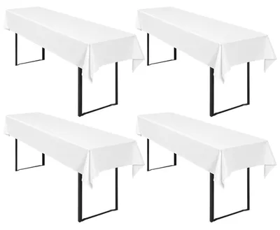 Immagine prodotto di Tovaglia per tavolo da birra, colore bianco, 250 x 100 cm, in poliestere, confezione da 4 pezzi