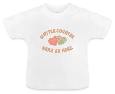 Produktbild von Spreadshirt Mutter-Tochter Herz an Herz Baby -T-Shirt, 12-18 Monate, Weiß