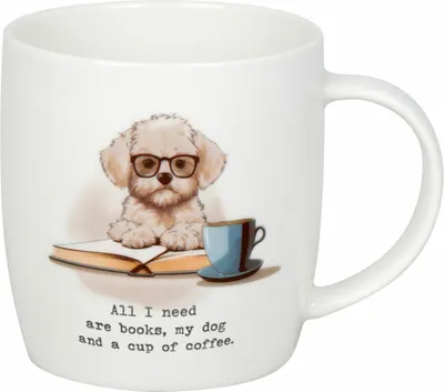 Obrázok produktu pre Könitz hrnček Books, Dog & Coffee, New Bone China, farebný, 400 ml, 11 7 275 2914