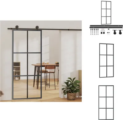 Productafbeelding van vidaXL Schuifdeur met beslag, veiligheidsglas en aluminium, 90x205 cm - Deuren