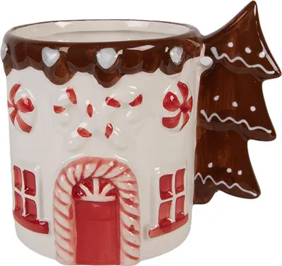 Zdjęcie produktu dla Kubek Clayre & Eef 400 ml Biała ceramiczna choinka bożonarodzeniowa
