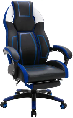 Produktbild von In And OutdoorMatch Bürostuhl Constantino – Kunstleder – Schwarz und Blau – Hochwertige Polsterung – Bequem gepolstert –  Optik