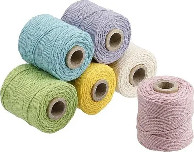 Image de Fils de macramé naturels / Cordon pour projets de loisirs créatifs / Fils 100 % coton 1 mm x 65 m