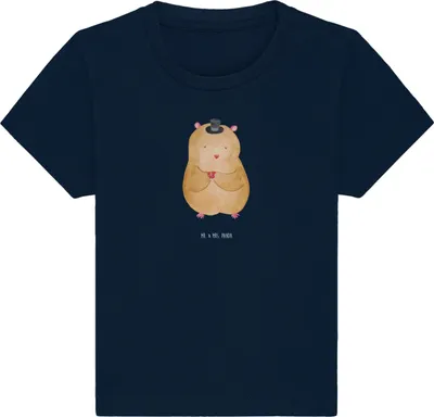 Produktbild von Mr. & Mrs. Panda Organic Baby Shirt Hamster Hut 0. - 6. Monat - French Navy - Geschenk, Zylinder, Zauberer, Baumwollshirt, Zwerghamster, Lustige Sprüche, Magier,