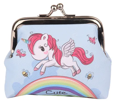 Immagine prodotto di Kindergeldbörse Einhorn Regenbogen Blau Metallverschluss 10x9cm