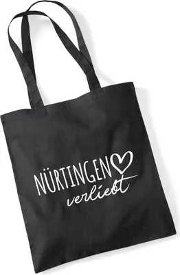 Produktbild von Huuraa Jutebeutel Nürtingen verliebt 10 Liter Black Baumwolle Tasche Geschenkidee