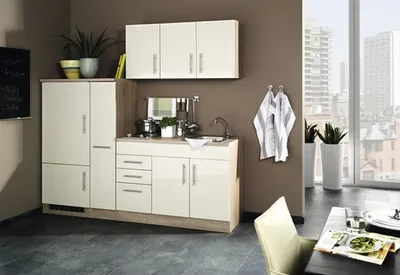 Produktbild von Held Möbel Küchenzeile mit Geräten Toronto 210 cm creme hochglanz zerlegt 783.1.6509