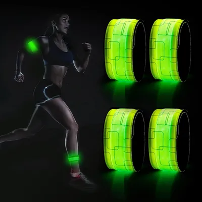 Productafbeelding van LED-armband op batterijen - Set van 4 - Groen - Hardlopen en hond uitlaten