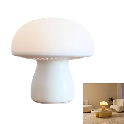 Produktbild von Pilzförmige Tischlampe mit Uhr, Touch-Nachttischlampe, kabellos & wiederaufladbar, LED-Nachtlicht für Schlafzimmer, Wohnzimmer, Kinder & Erwachsene