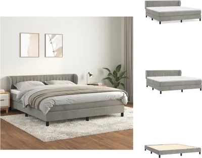 Productafbeelding van vidaXL Boxspringbed met matras, lichtgrijs, 180x200 cm, fluweel - Bedden & bedbodems
