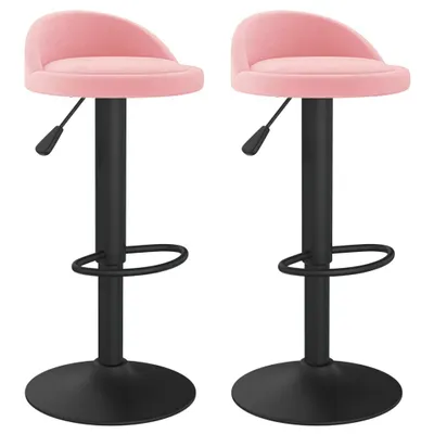 Image de Tabourets de bar lot de 2 rose velours