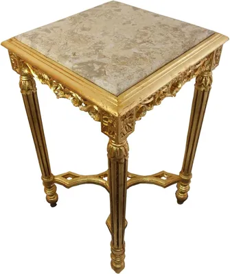 Produktbild von Casa Padrino Barock Beistelltisch Eckig Gold mit Creme Marmorplatte 40 x 40 x H 72.5 cm Antik Stil - Telefon Blumen Tisch