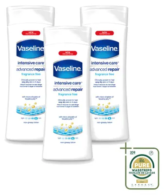 Produktbild von 3 x Vaseline Advanced Repair Bodylotion für sehr trockene Haut 400 ml - Vorratspackung - 3 Stücke