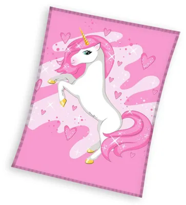 Produktbild von Einhorn Pink Heart Fleece Decke 150x200cm