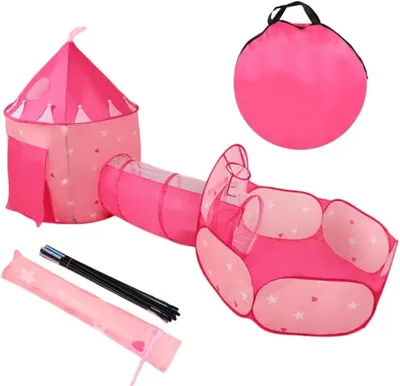Immagine prodotto di Tenda da gioco 3-in-1, con tunnel e piscina di palline, adatta sia per interni che per esterni, ideale per bambine
