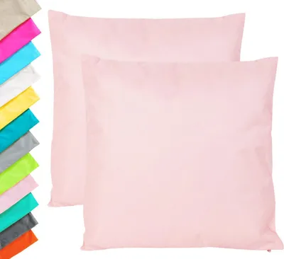 Produktbild von JACK 2er Set Outdoor Kissenhülle Kissenbezug 45x45cm Wasserfest Sitzkissen Lounge Kissen Garten Stuhl Lotus Effekt, Farbe:Rosa