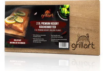 Produktbild von grillart® Premium Räucherbretter Hickory hergestellt aus 100% natürlichem Holz für einen besonderen Grillgeschmack 2er Set