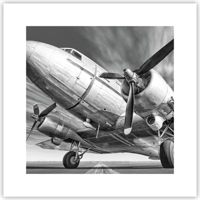 Produktbild von Poster - Poster ohne Rahmen - Flugzeug Retro Flugzeug - 30x30 cm - Wand Bild - Wanddeko - Wandbilder - Kunstposter - Wandposter - Bilder - Kunstdruck - Wanddekoration - Wandbild - P2XAC30x30-4952