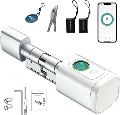 Produktbild von Smartes Türschloss 5-in-1 – Elektronischer Schließzylinder mit Fingerabdruck, PIN, RFID & Tuya App